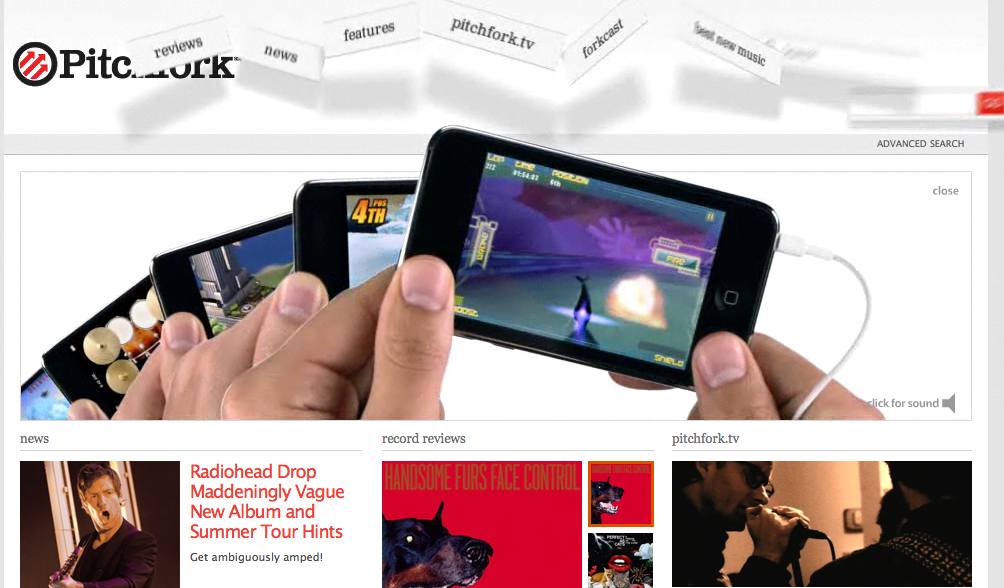 Apple’s iPod Ad on Pitchfork Breaks Down the Nav