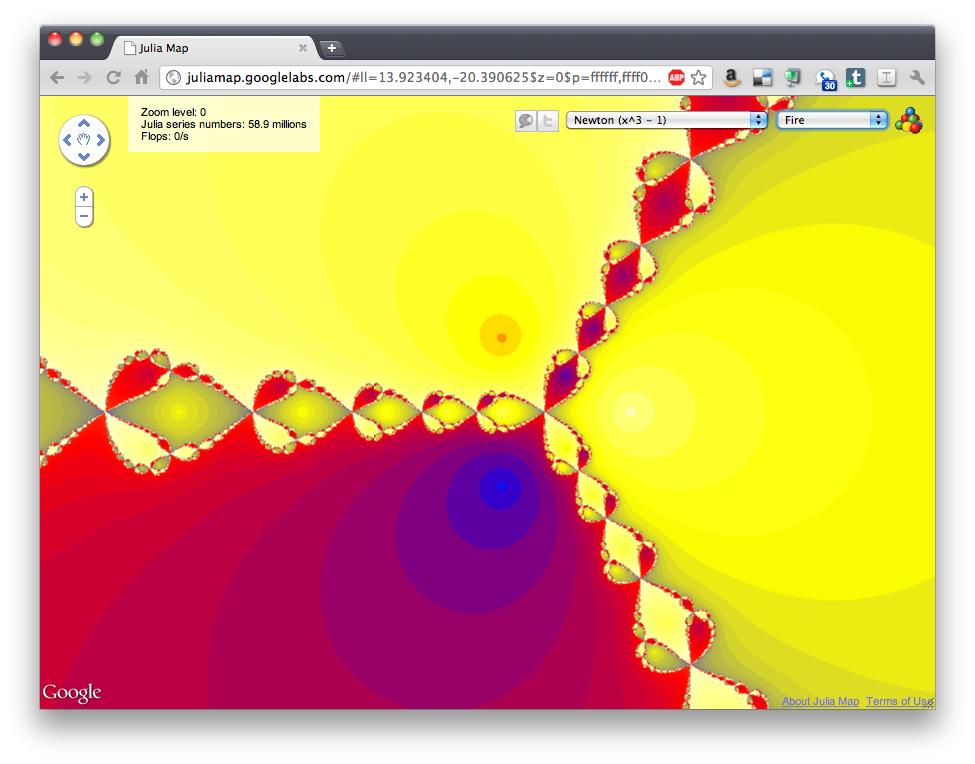 Google Labs Julia Fractal Map Uses HTML5