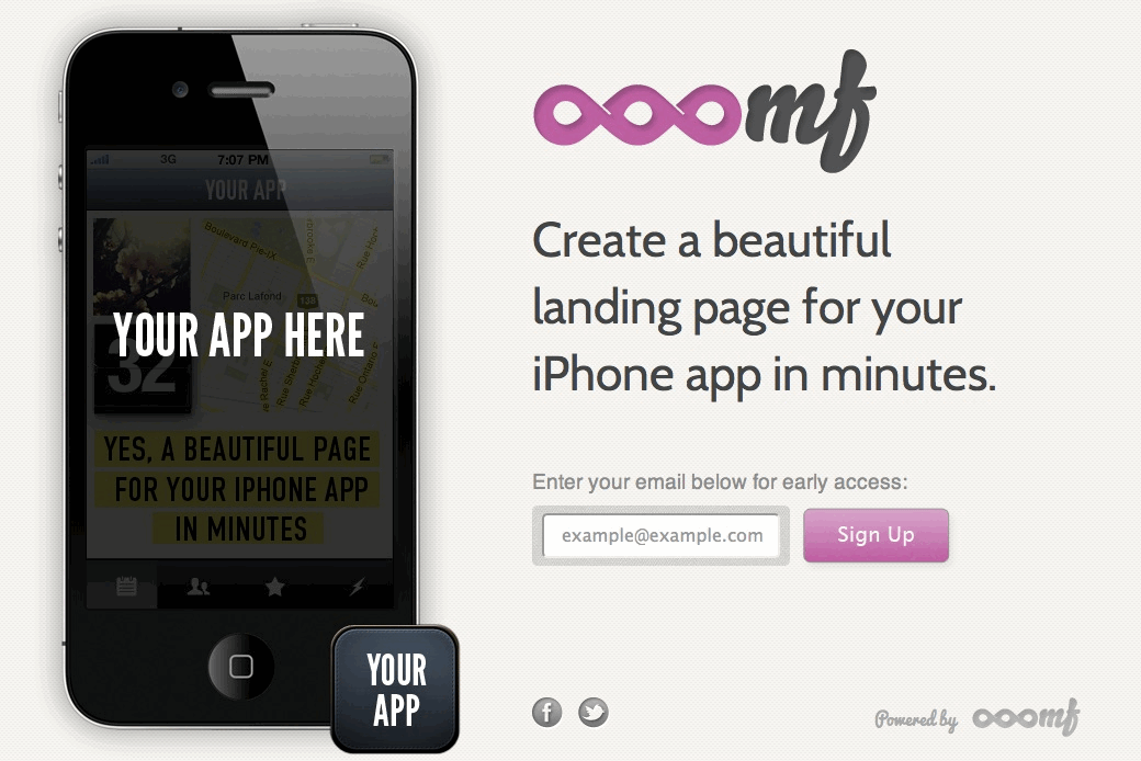 Launching an iPhone App? Create A Quick Landing Page with ooomf