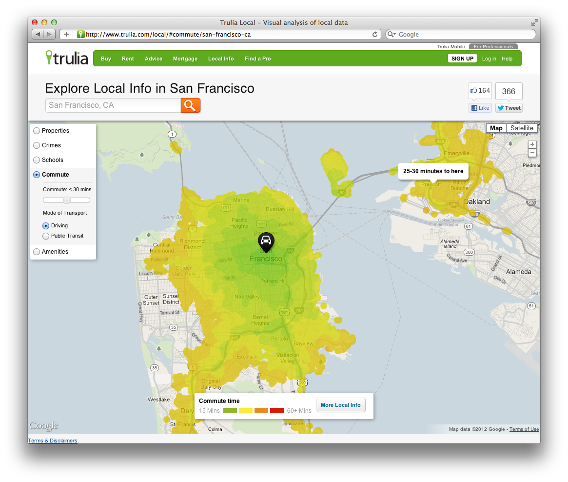 Interactive Mapping: Trulia’s Local Commuter Map