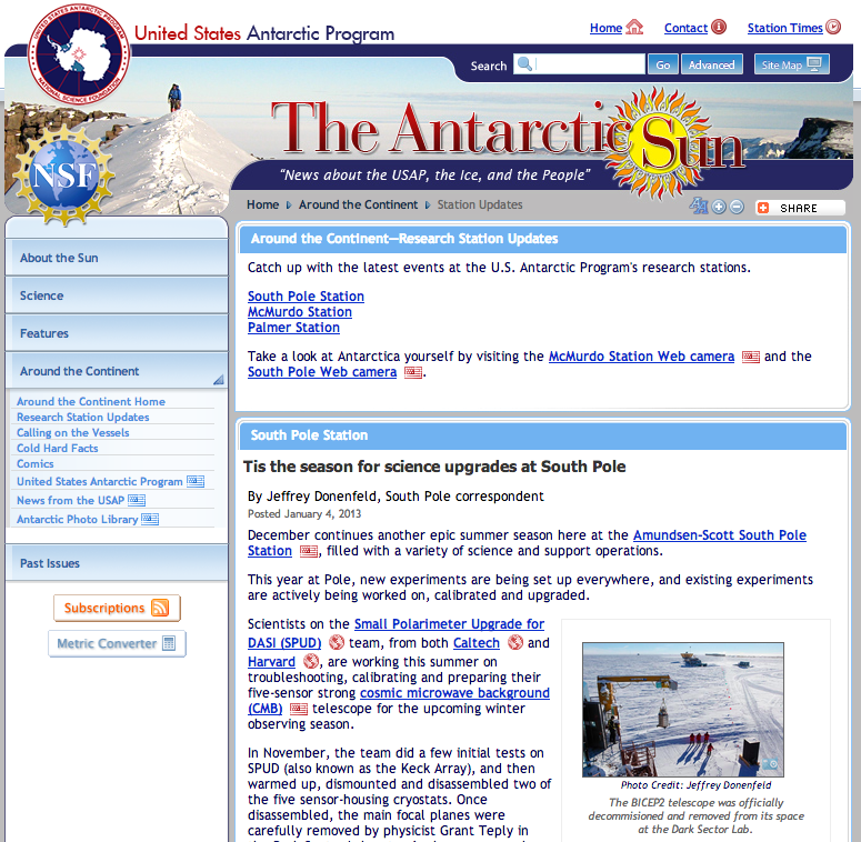 Antarctic Sun December 2012 Station News