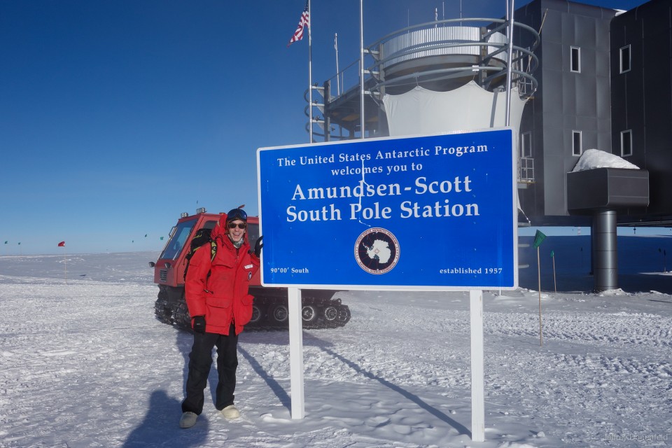 Arrived at the Amundsen-Scott South Pole Station, Antarctica. The geographic pole is about 200 meters away from this sign.