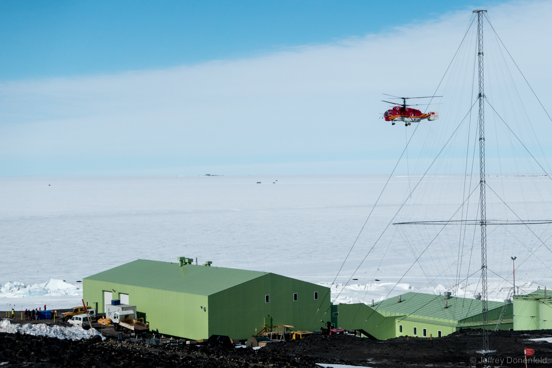 A Chinese-Operated Kamov KA-32 Helicopter Slingloads Fuel at Scott Base, Antarctica