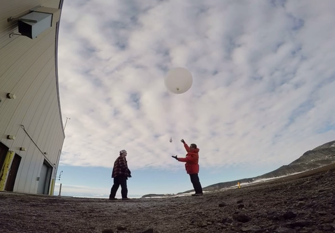 Launching a Meterological Balloon from McMurdo