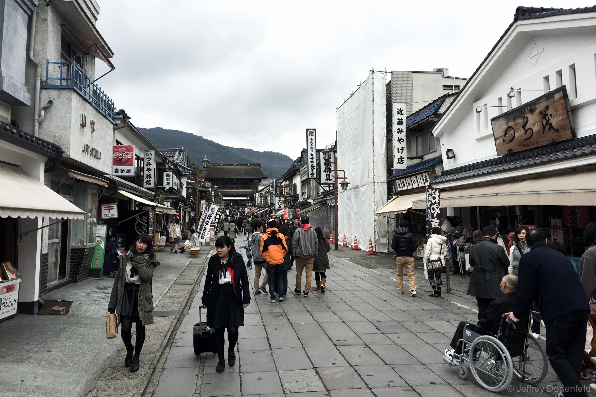 The pathway leading to the Zenkoji Temple is crowded with vendors and restaurtants - but is a nice walk nontheless.