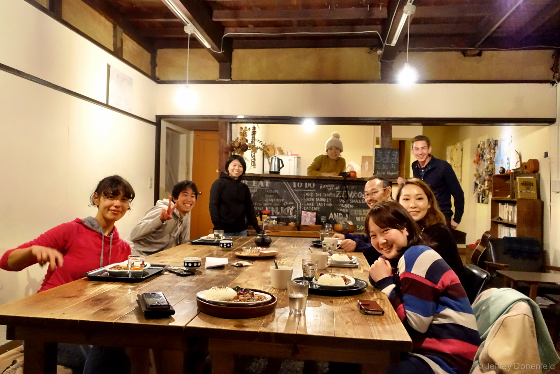 My wonderful group at the 1166 Backpackers hostel I stayed at in Nagano, Japan.